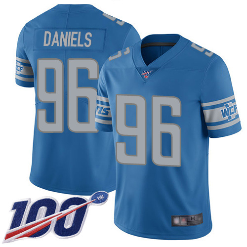 Detroit Lions Limited Blue Men Mike Daniels Home Jersey NFL Football #96 100th Season Vapor Untouchable->women nfl jersey->Women Jersey